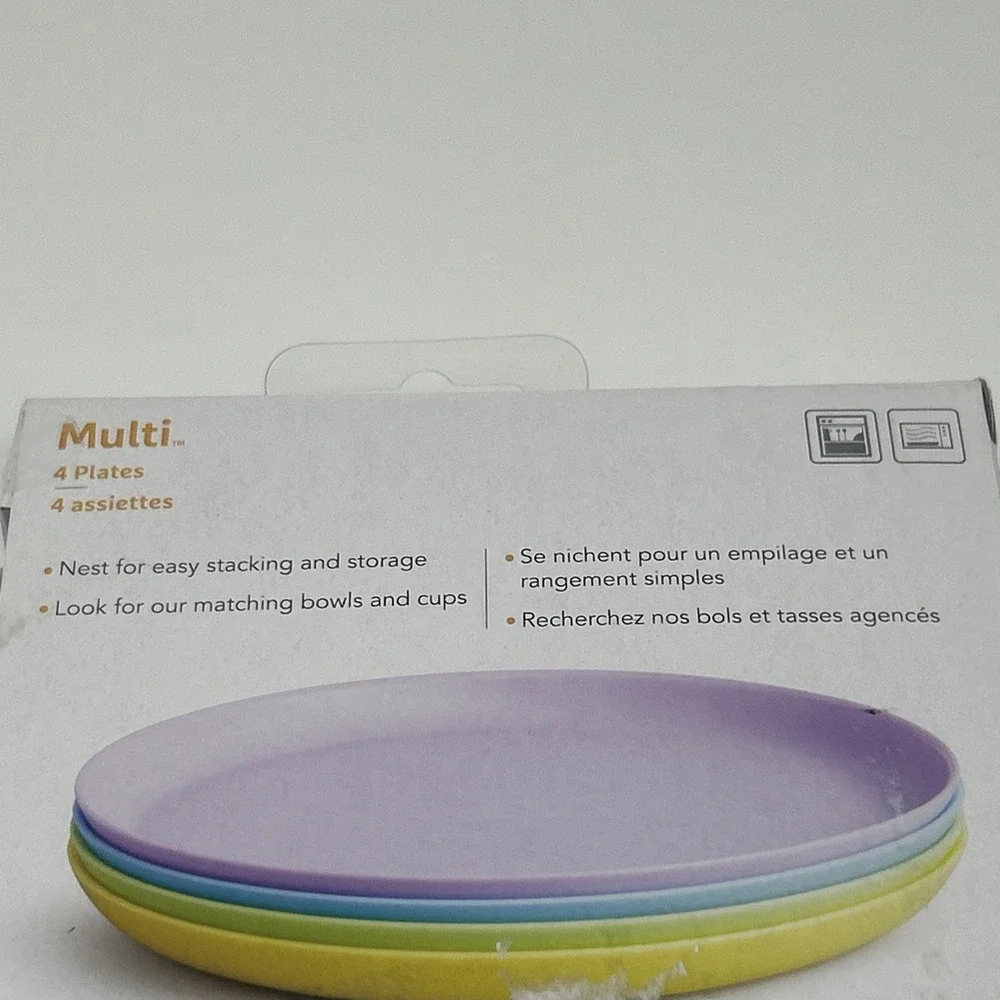 NEW 4 Munchkin Multi-Colored Plates 6+ Months BPA Free Easy Scoop Edges